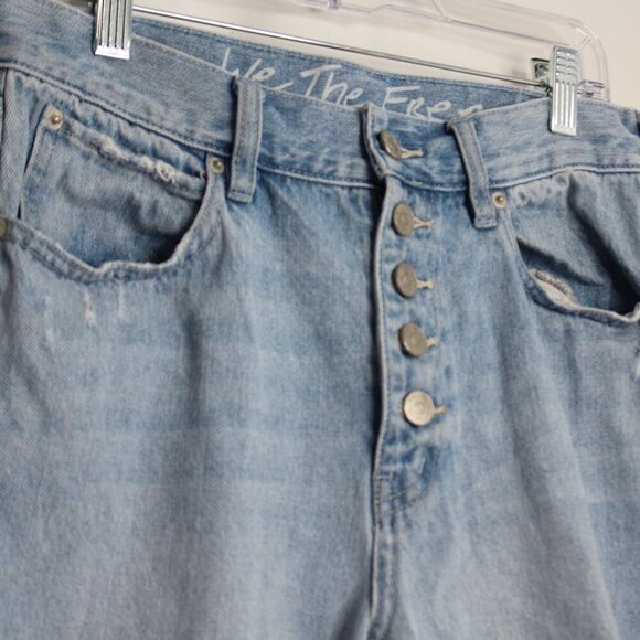We The Free Distressed Straight Leg High Rise Cotton Demin Jeans Size 28 - Picture 3 of 8